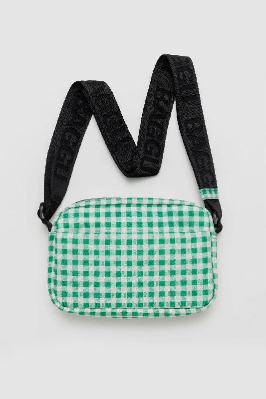 BAGGU Crossbody Camera Bag Green Gingham