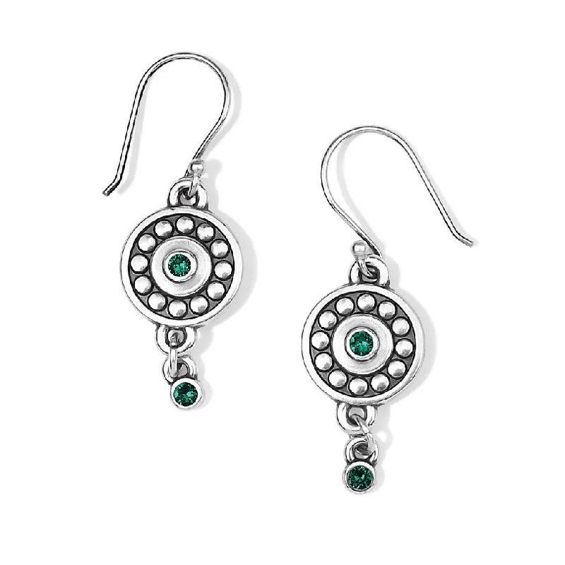 Brighton : Pebble Dot Medali Reversible French Wire Earrings in Emerald (May)