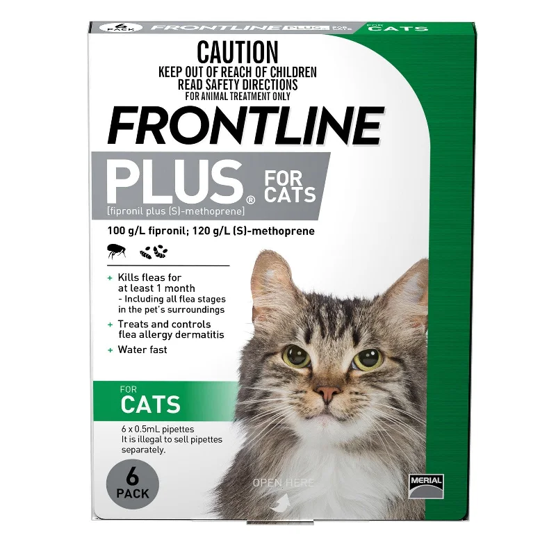 Frontline Plus Flea Treatment for Cats Green 6 Pack