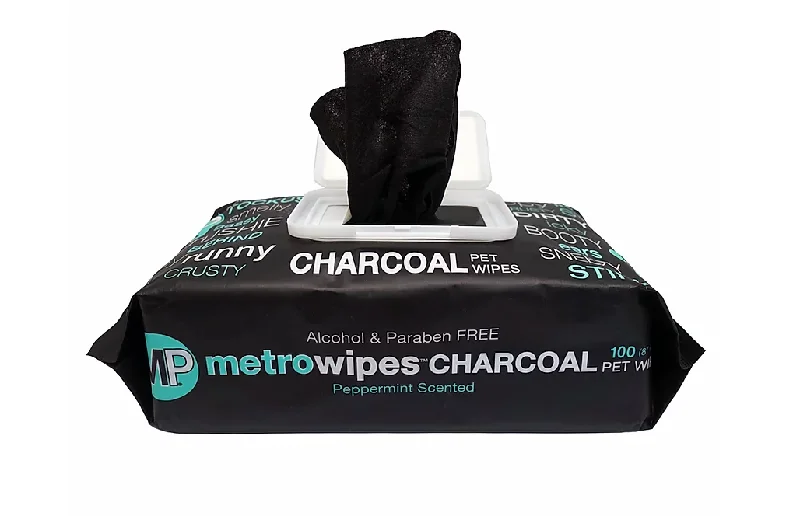 Metro Paws Wipes Hypoallergenic Charcoal Peppermint 100ct