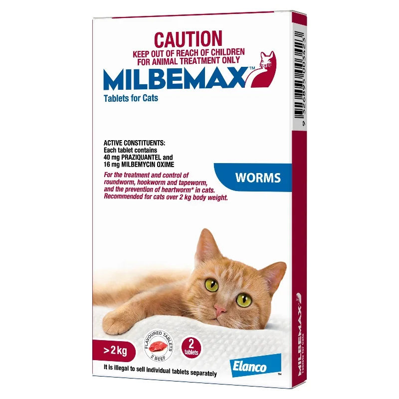 Milbemax Allwormer Tablets for Cats 2-8kg 2 Pack